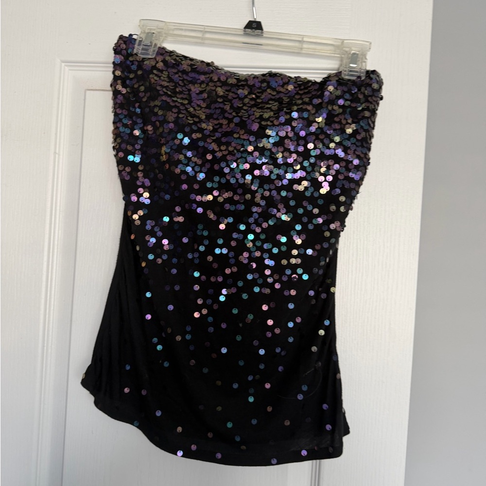 Express Black and Purple Sequin Sleeveless Slirt